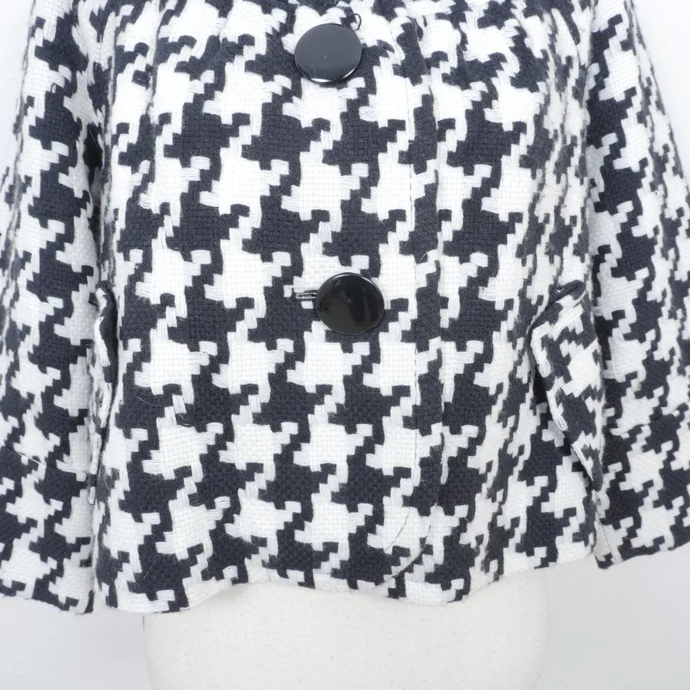 Nygard Black White Houndstooth Design Retro Coat Wide Half Sleeve SZ 8 Jacket - Picture 7 of 14